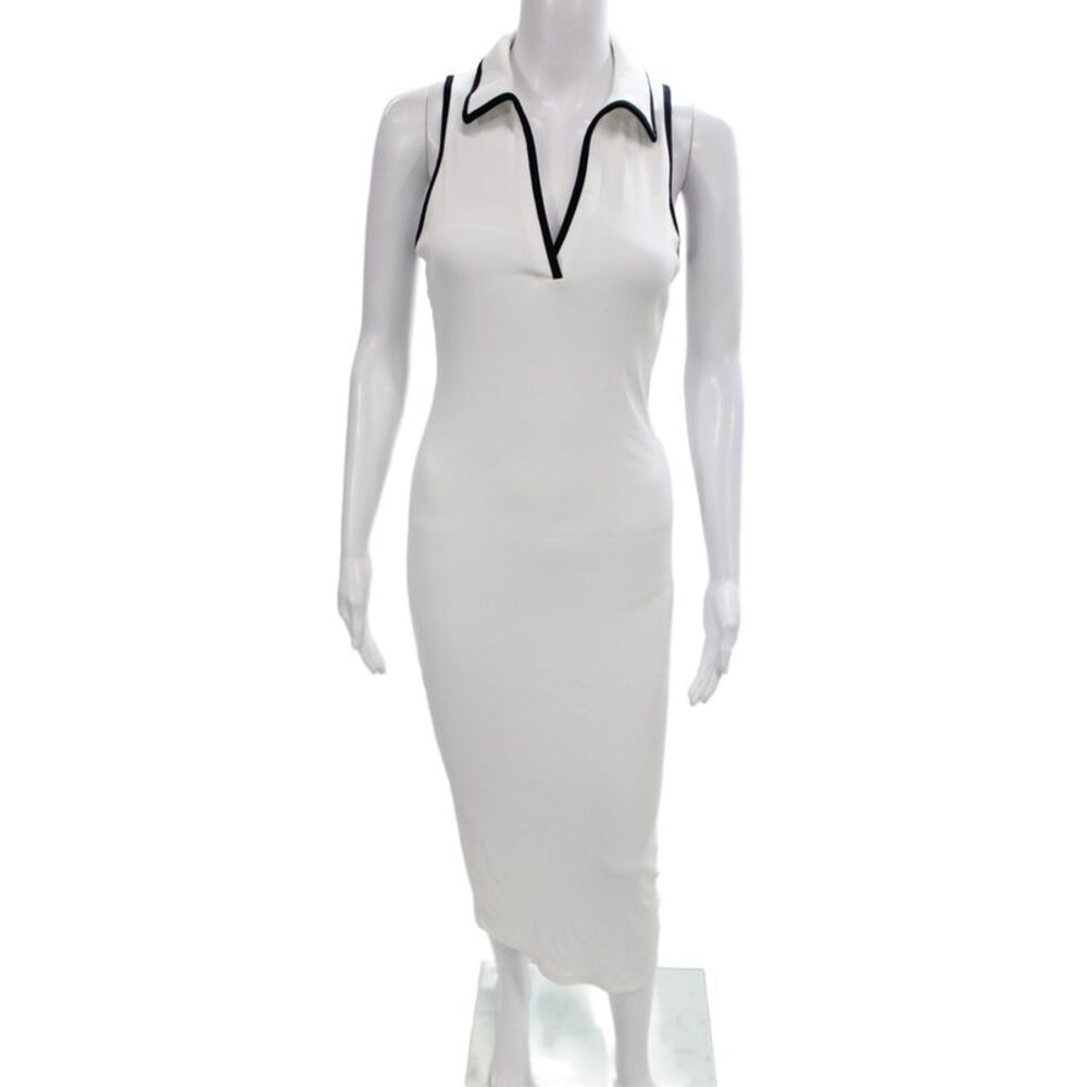 Veronica Beard Women Pencil Dress White Collared Sleeveless Long Cotton Size XS